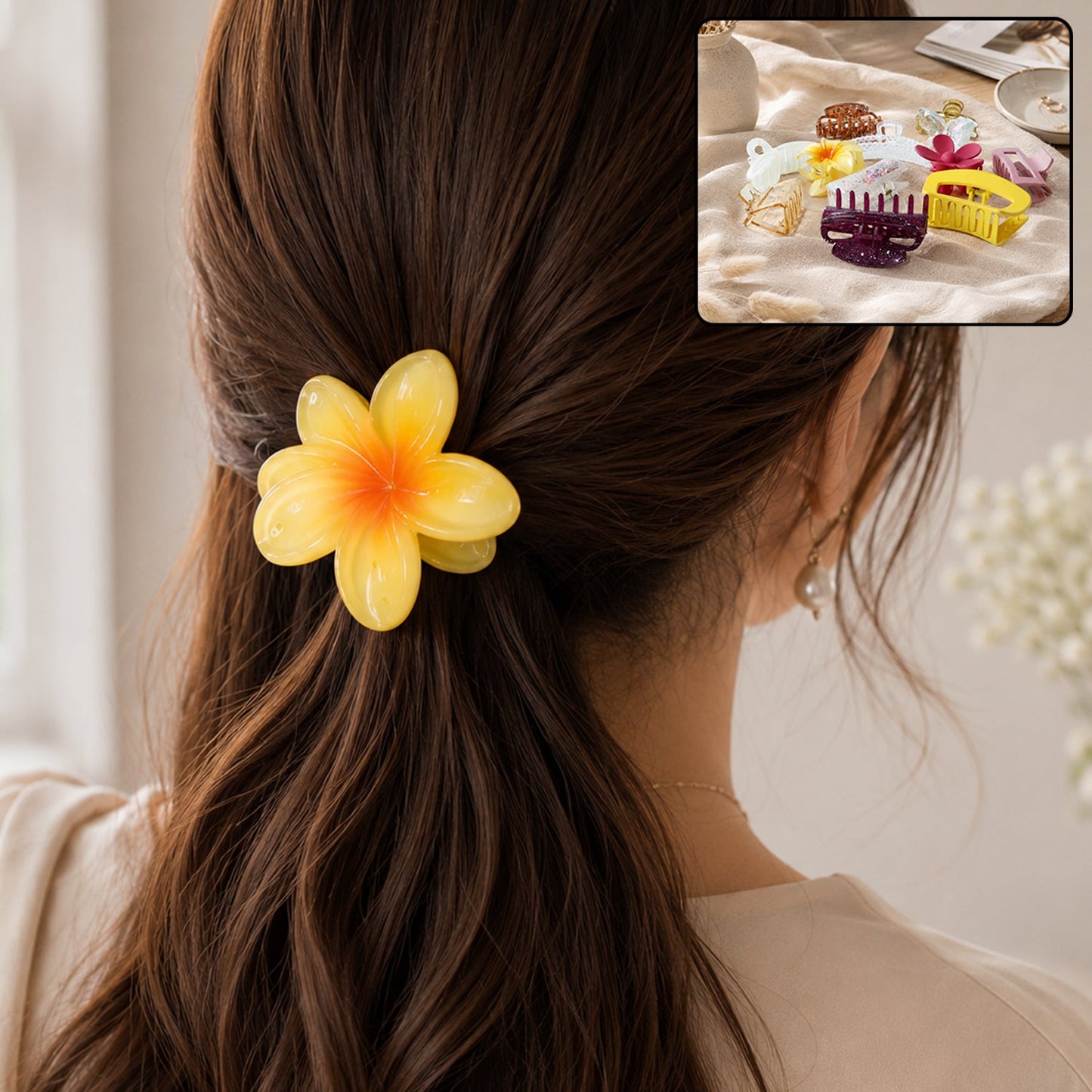 Hair clip shown in assorted colours