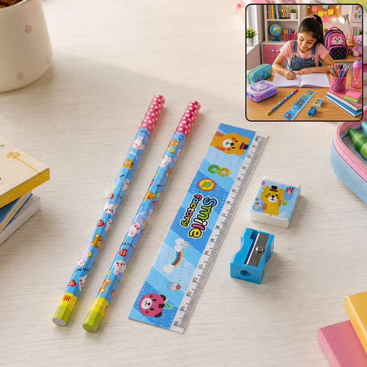 Fun & Functional! 5-in-1 Cartoon Pencil Set for School & Play (5 Pc)