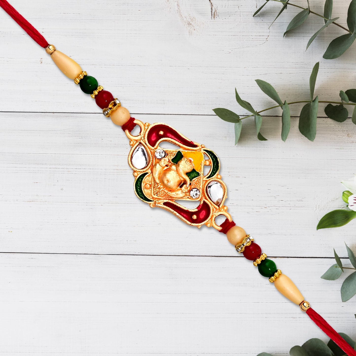 Ganpati Bappa Ki Rakhi showcasing detailed Ganpati craftsmanship