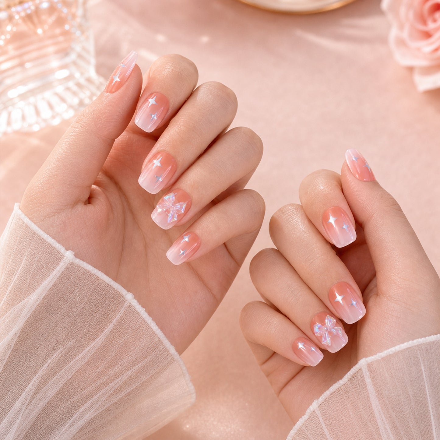 Artificial False Nail Set with Mix Design fake nails - (1 Set)