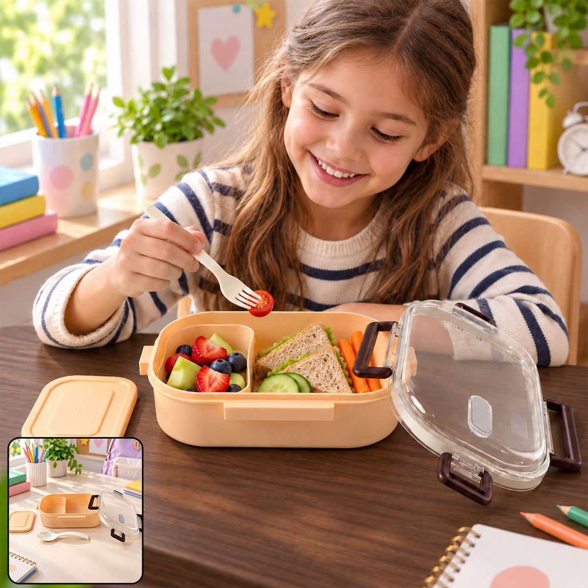 Leak-Proof Lunch Box – 2 Compartments with Spoon