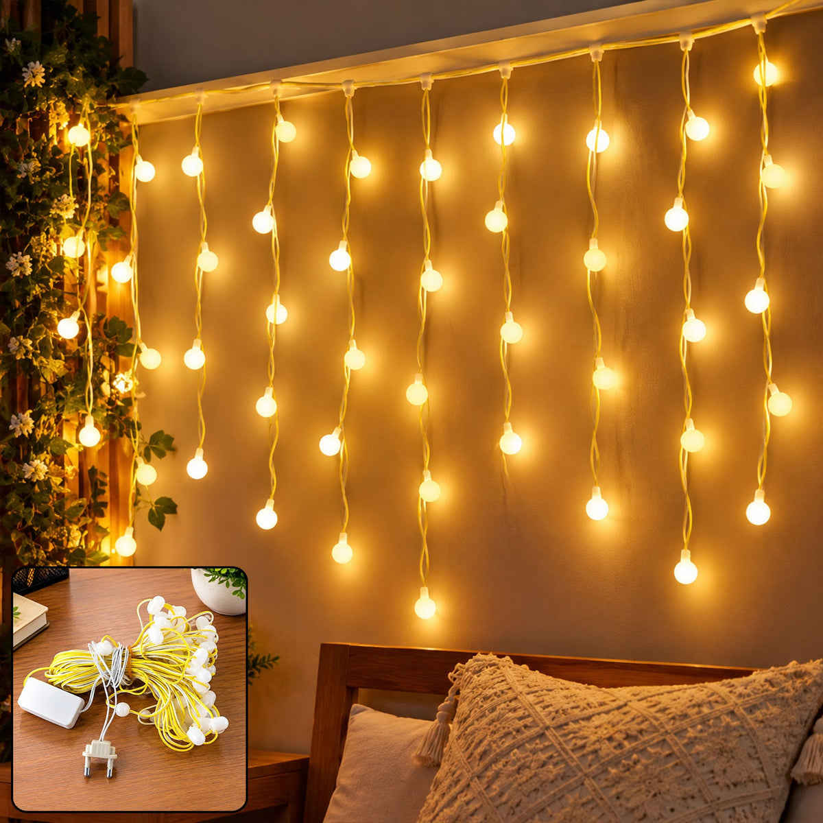 Curtain fairy lights decoration