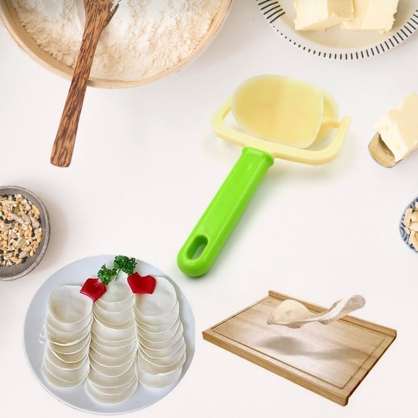 Multipurpose Dough Cutter Roller Tool for Baking & Puri Making (1pc)