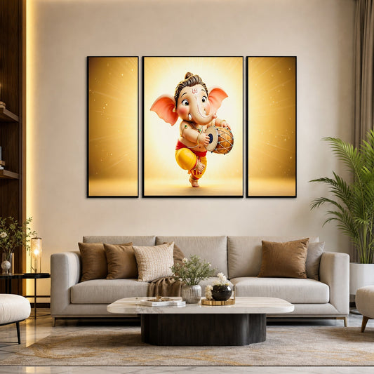 Ganesha 3 panel MDF wall frame
