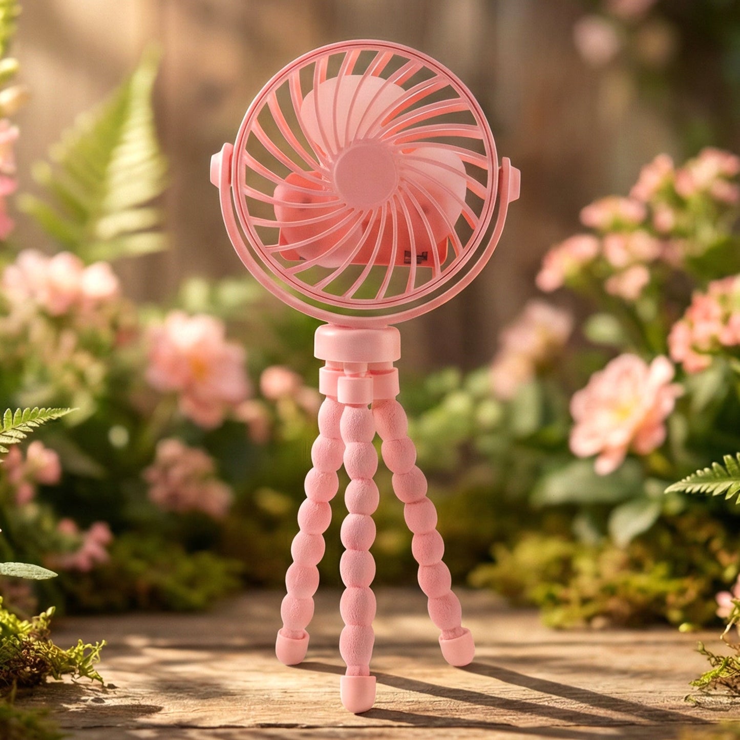 Portable Rechargeable LED Light Fan with Flexible Tripod Stand (1 Pc)