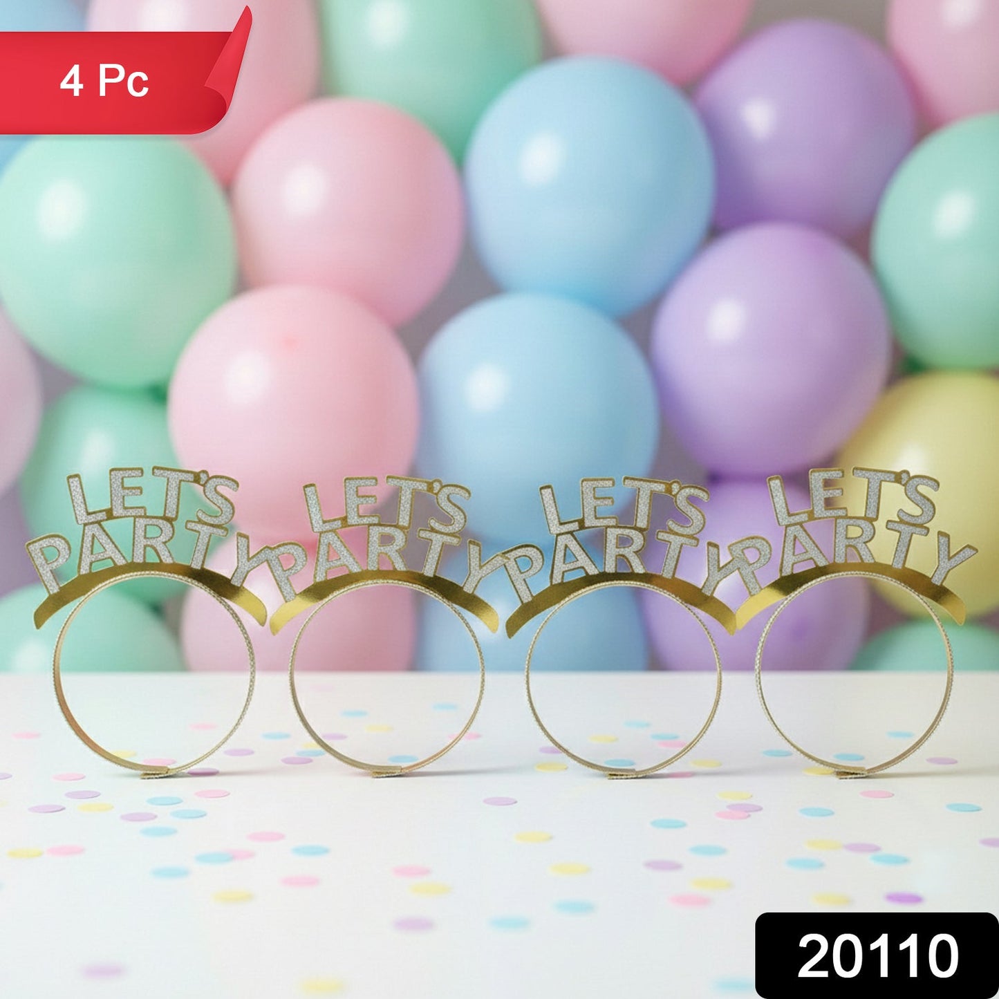 Let’s Party Glitter Headband for Birthday Celebration (Pack of 4)