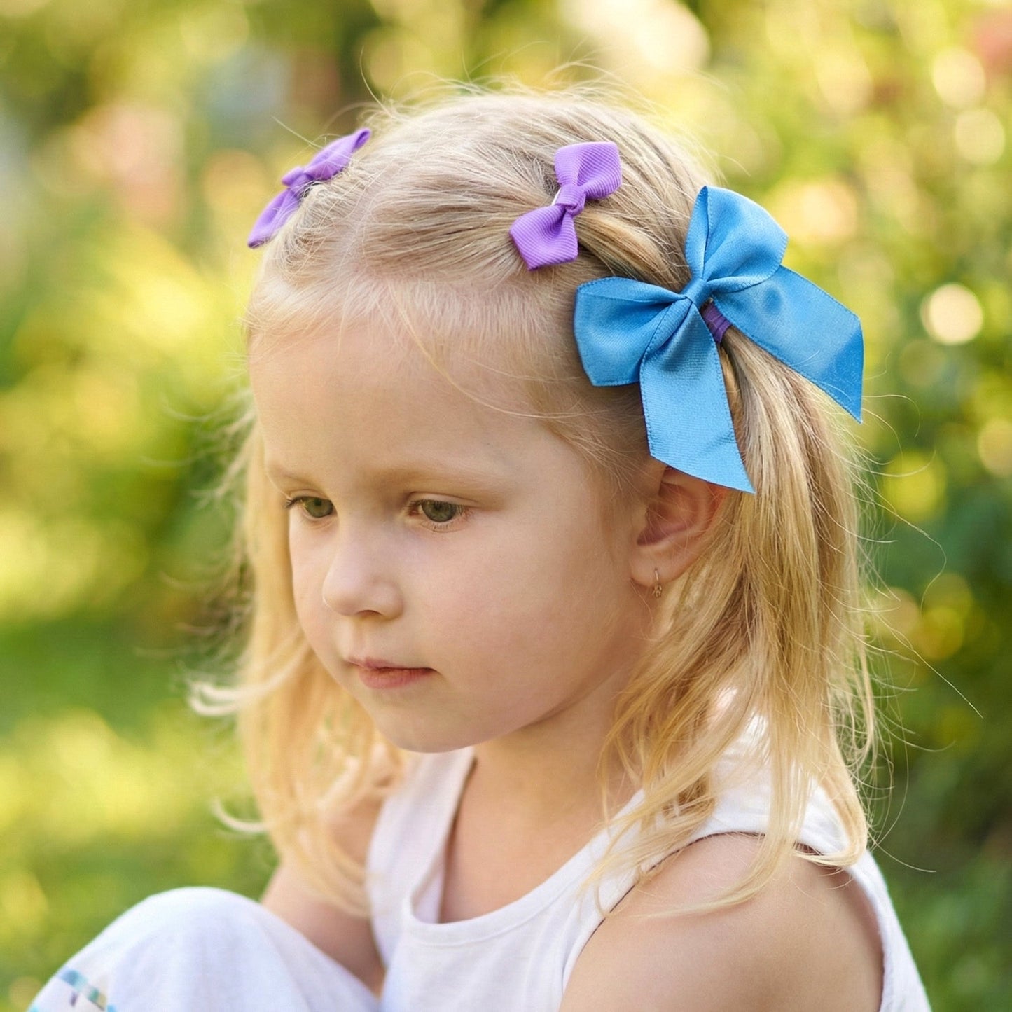 Elegant Satin Ribbon Bow Hair Clips Set (3 Pc)