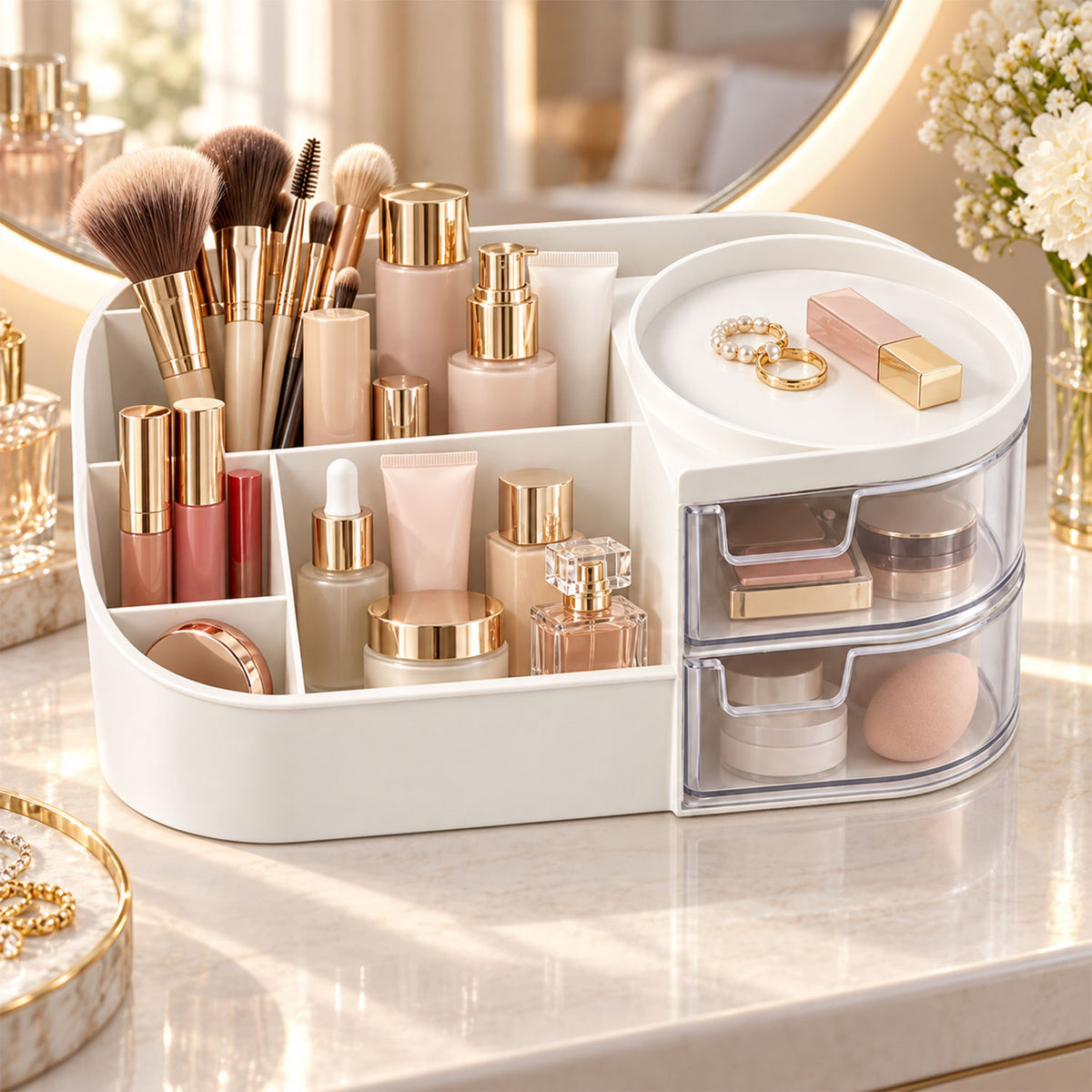 Multi-Functional Plastic Vanity Storage Box