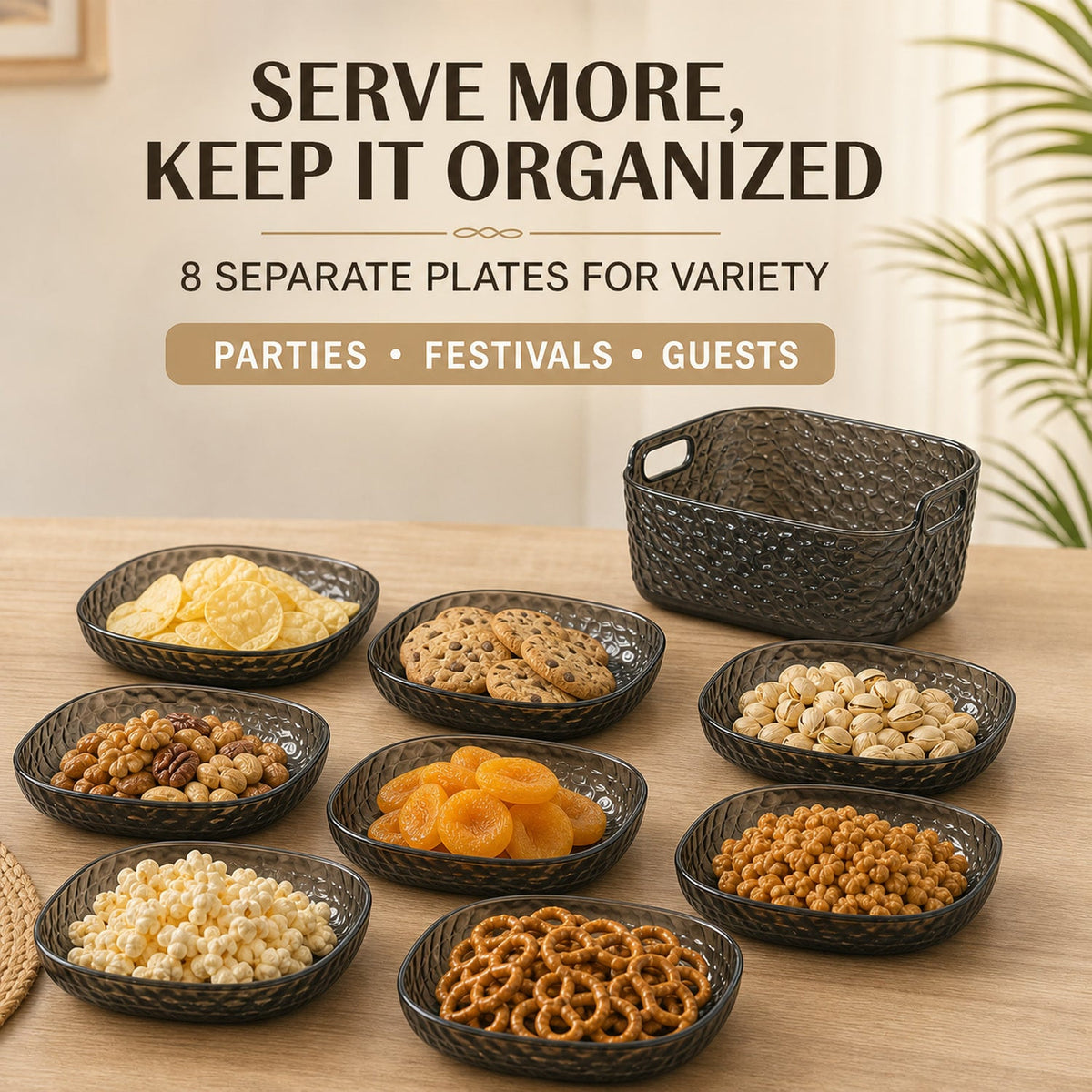 9 in 1 Snack Serving Plates  Multipurpose Organizer for Parties
