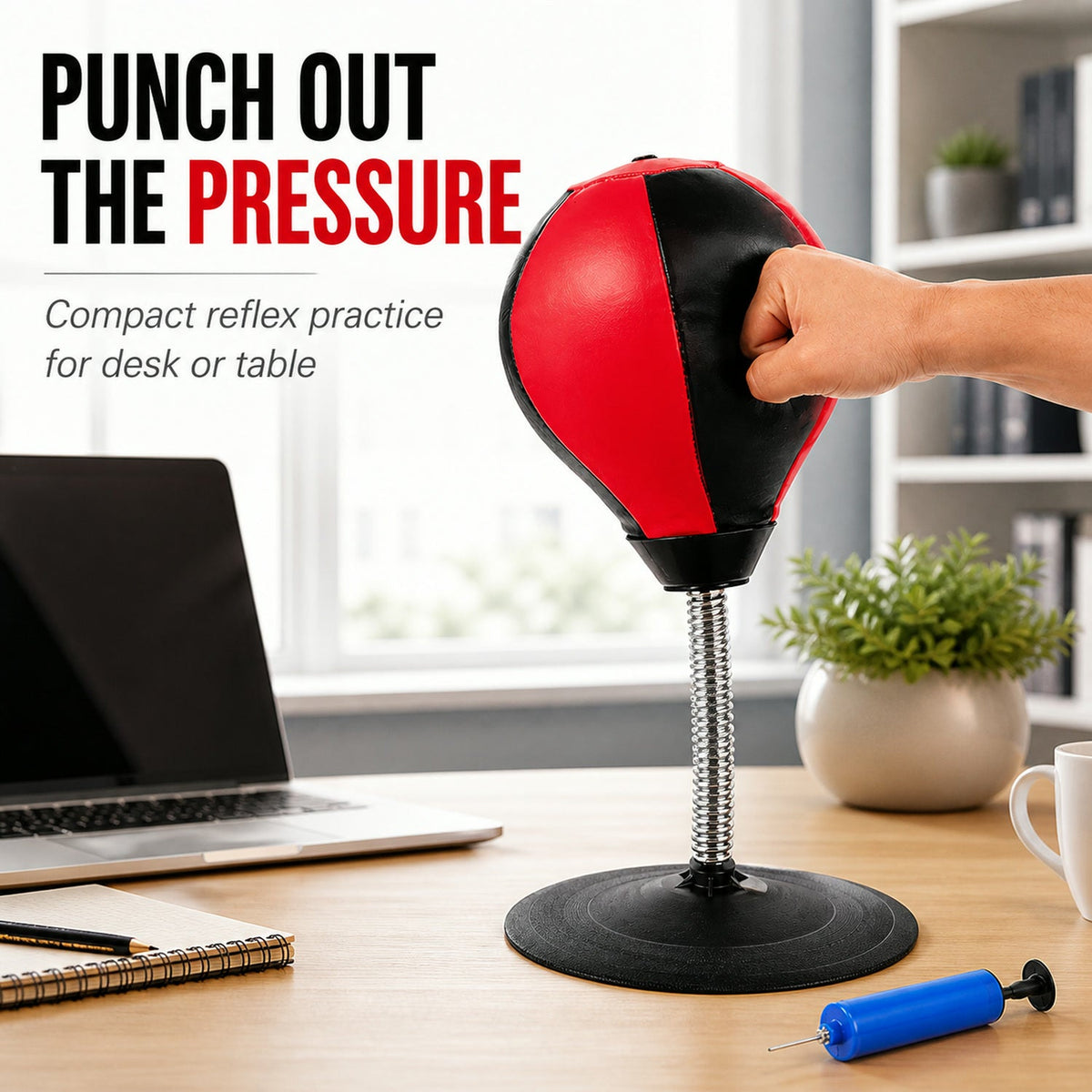Inflatable Desktop Punching Bag  Stress Relief & Reflex Training