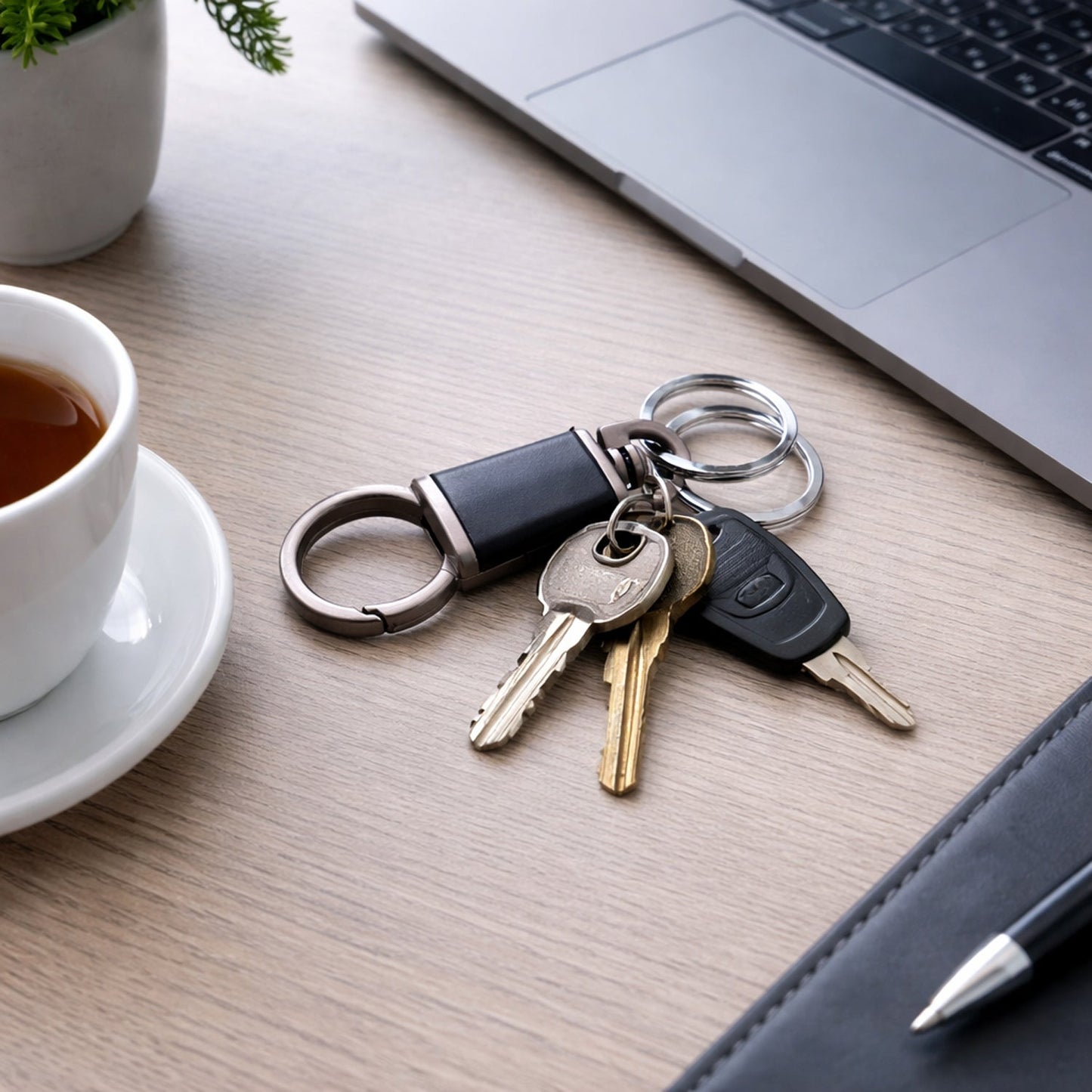 Premium Dual Ring Metal Key Holder with Rotating Swivel (1 Pc)