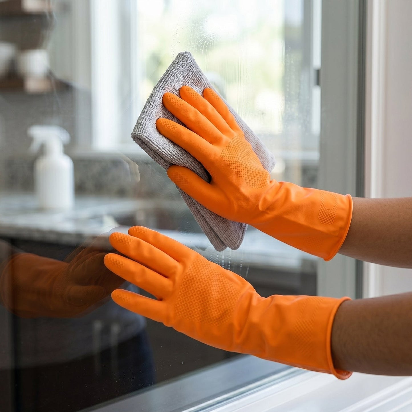 Orange gloves close-up medium