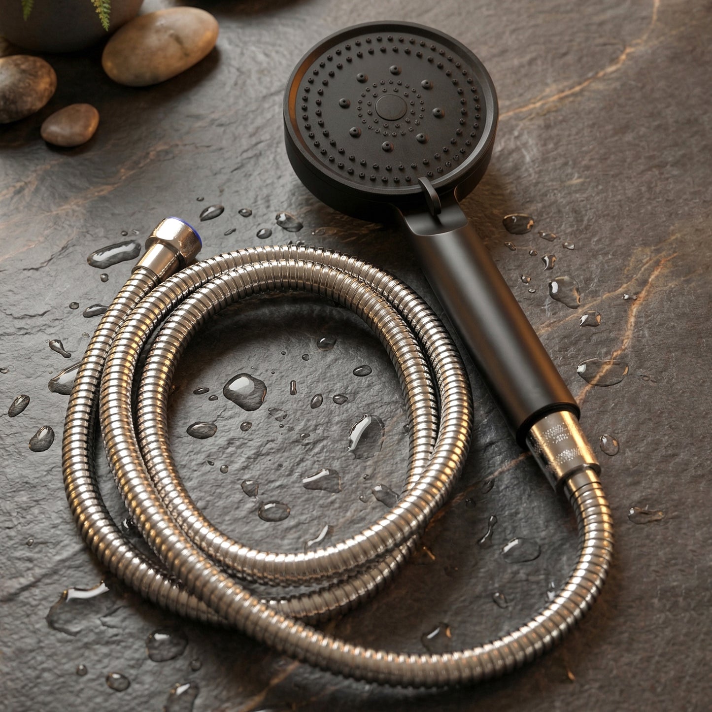 Handheld Bathroom Shower Head with Flexible Stainless Steel Hose 143 Cm Long