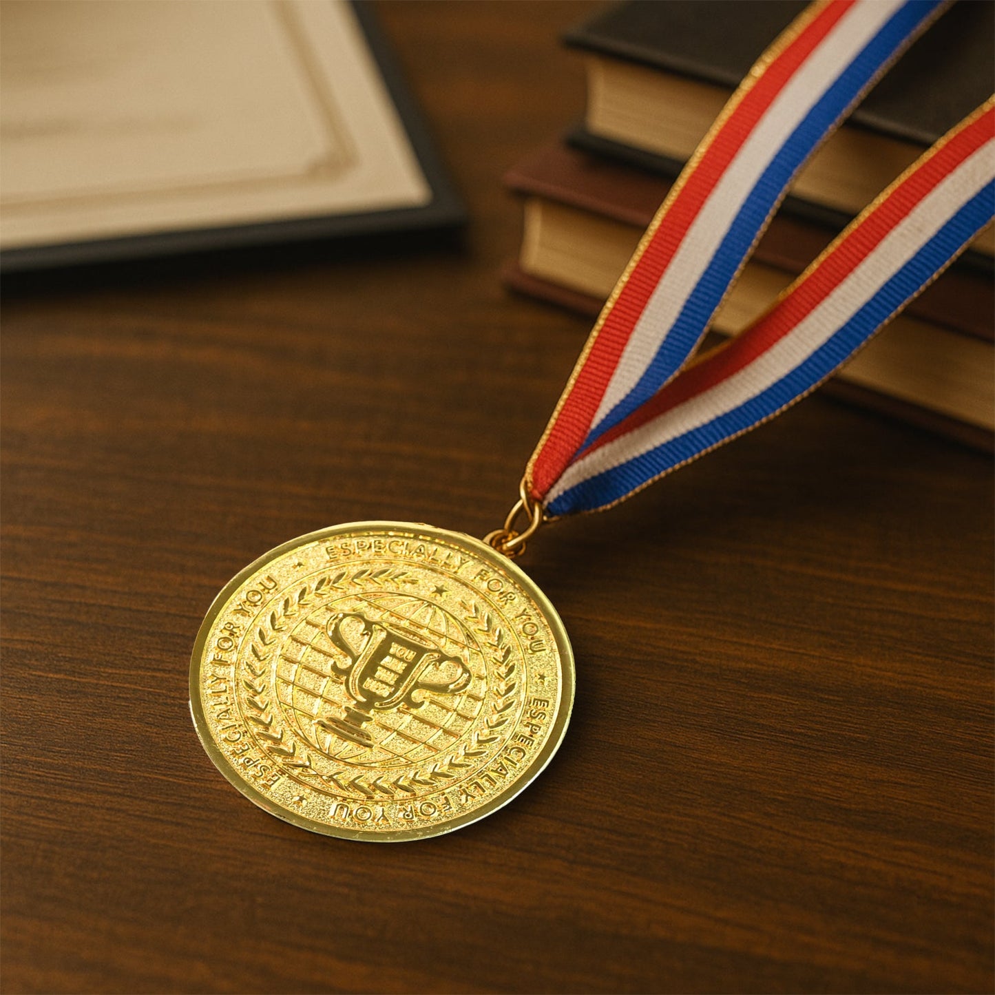 Gold Finish Winner Medal with Ribbon Strap Award Medal (1 Pc)