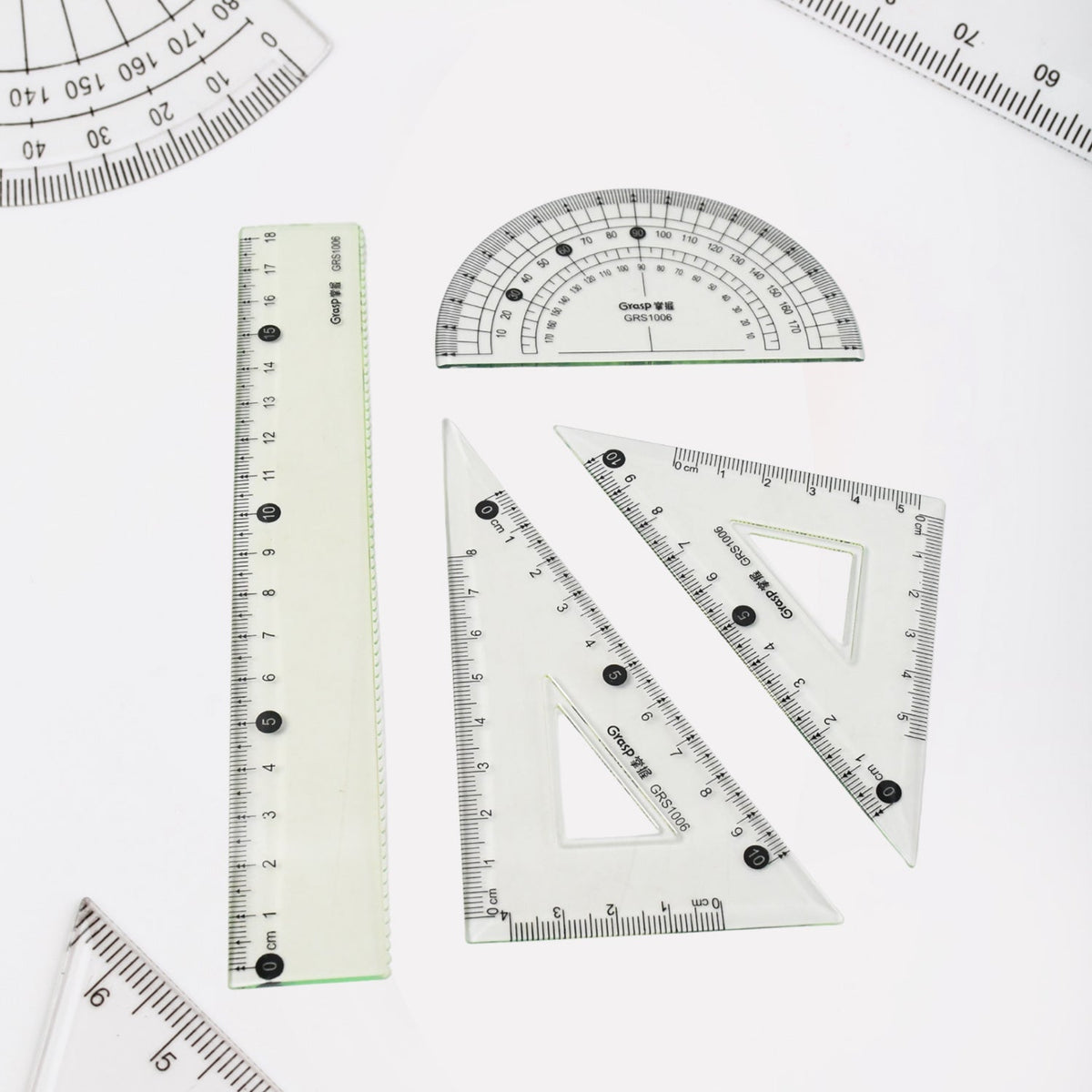 White Set Triangle Ruler 4-Piece Geometry Set, Triangle Ruler Protractor Straight Ruler– Natation.in