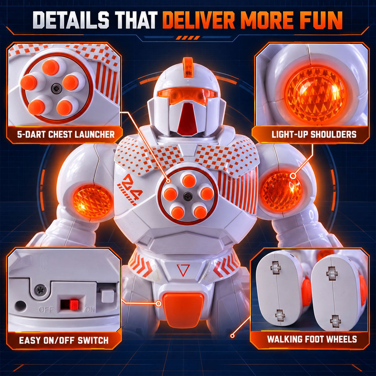 Robot toy features detail