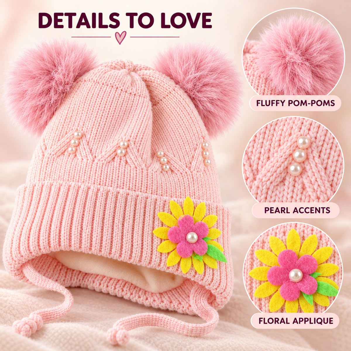 Floral Detail Kids Cap