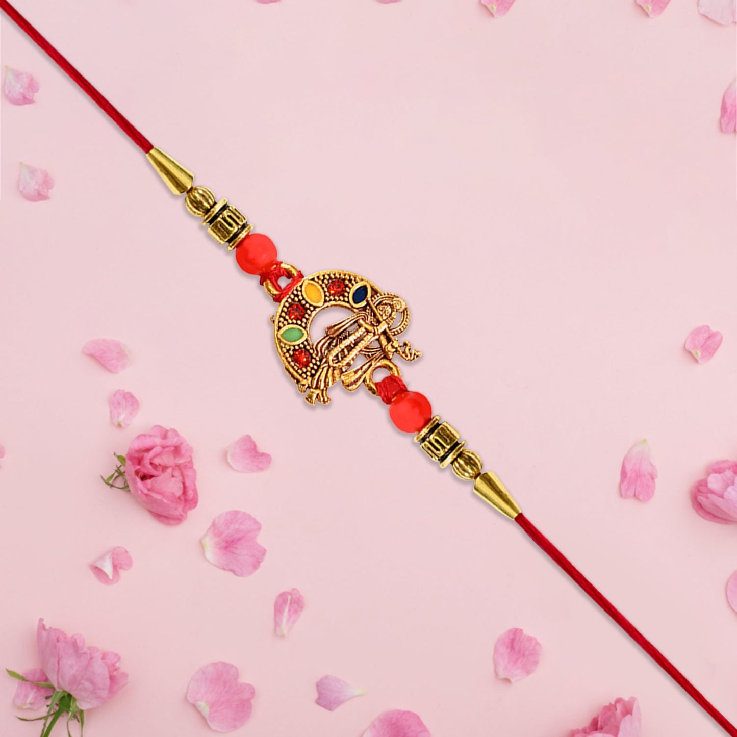 Handcrafted Lord Krishna Rakhi showcasing intricate traditional artistry for brother.