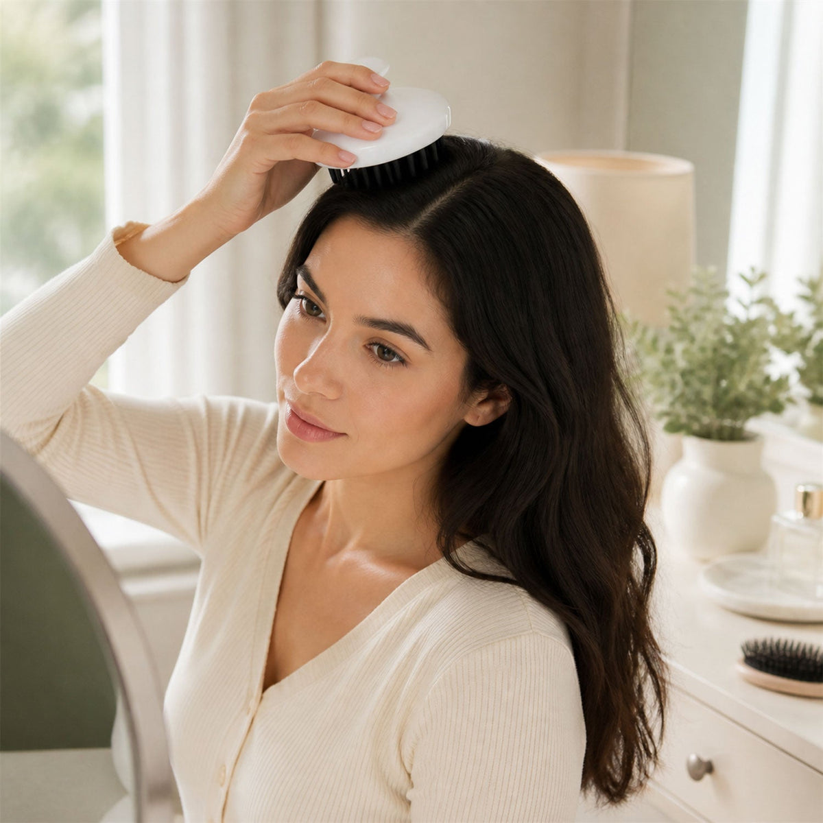 Scalp massager bristles detail