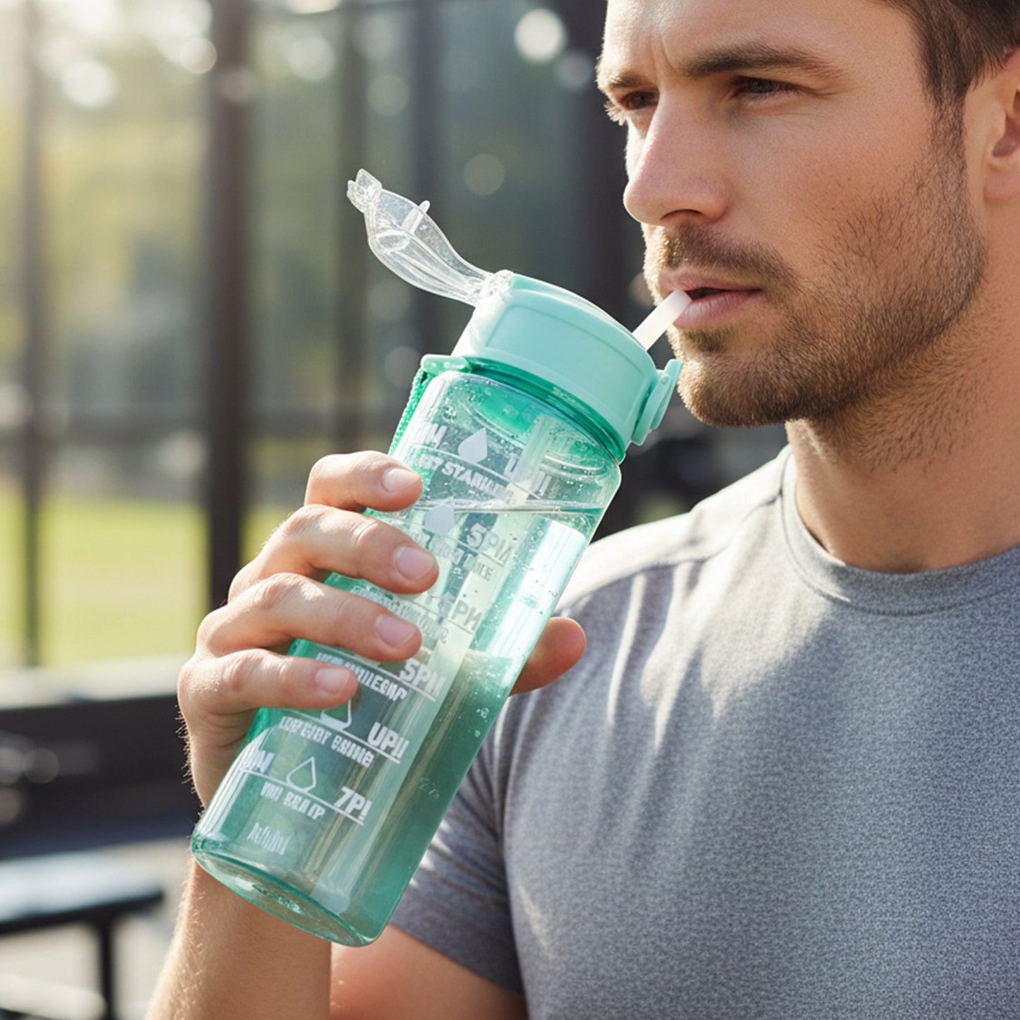 Motivational Water Bottle with Time Marker and Flip Top Lid (900 ML)