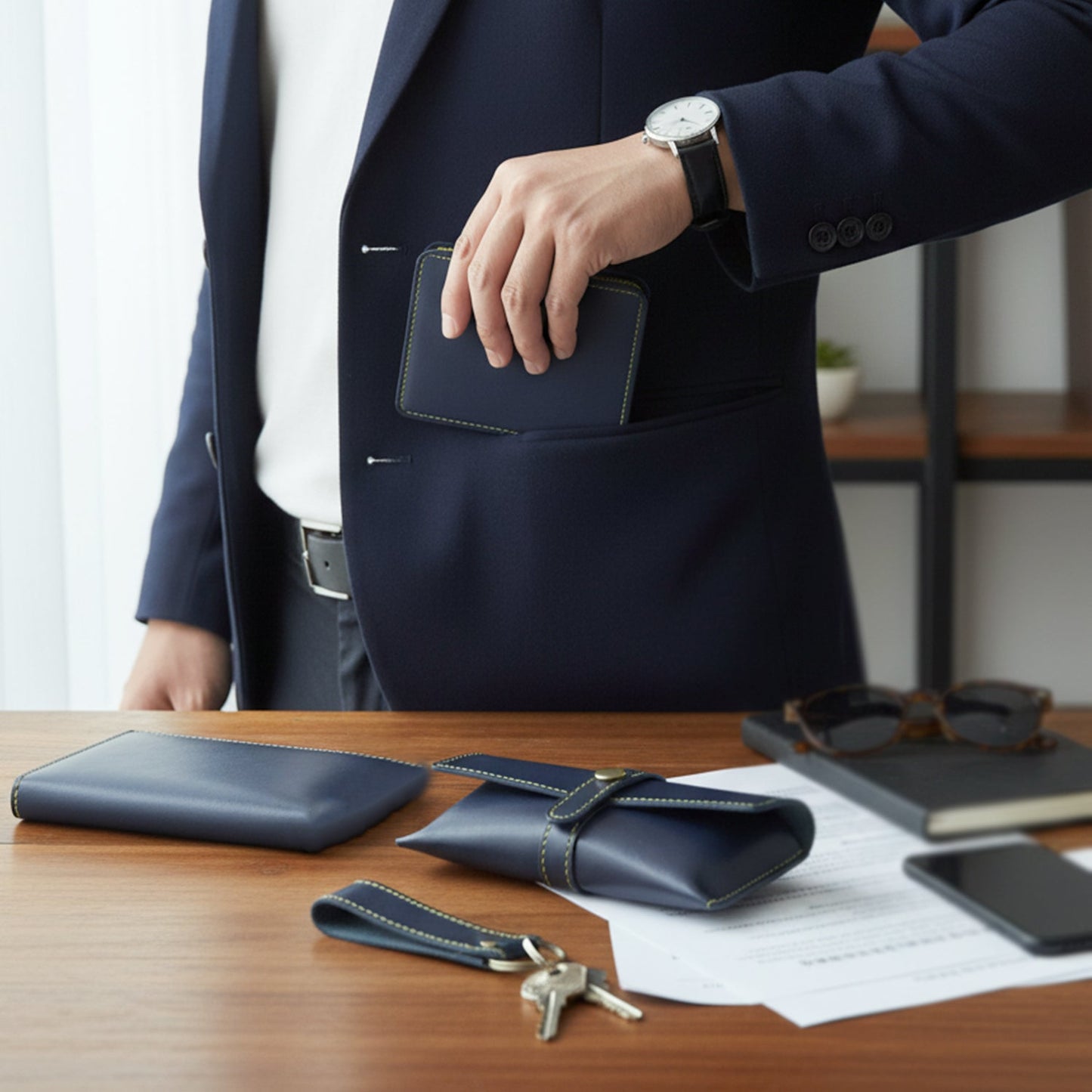 premium leather wallet combo set for men gifting