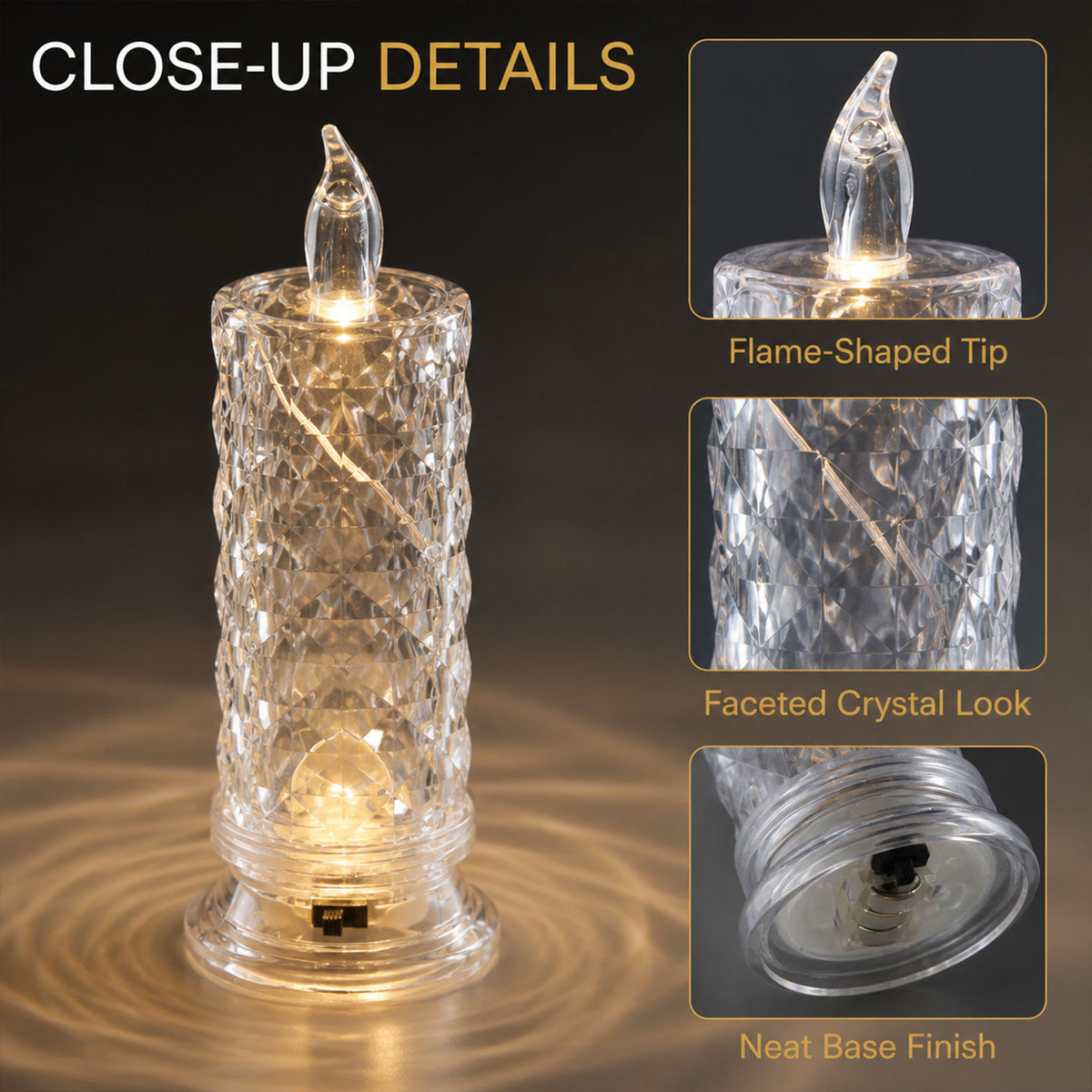 Decorative LED Crystal Candle Light (1 Pc)