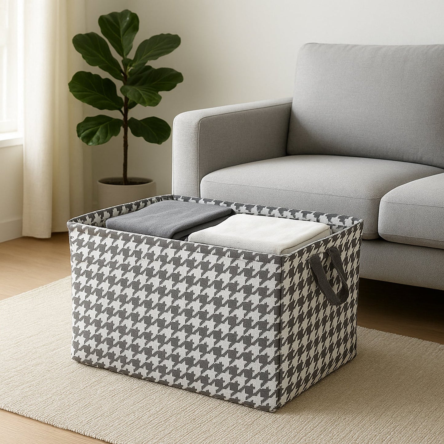 Foldable Fabric Storage Box with Handles (47 Ã— 28 cm)