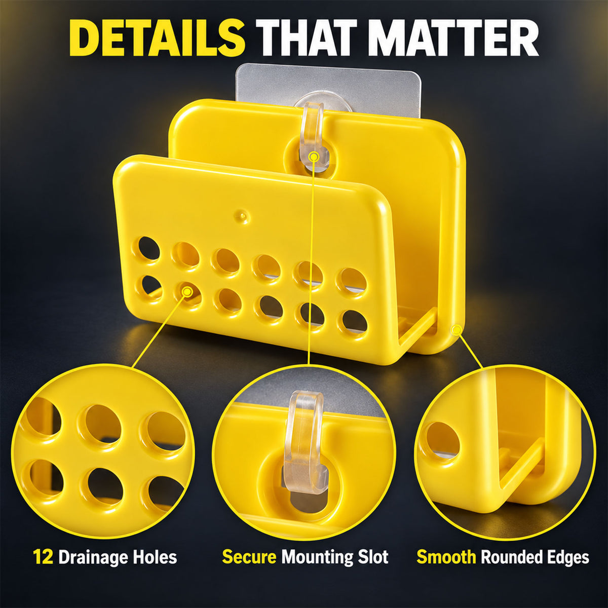 Self-Adhesive Sponge and Soap Holder | No-Drill Sink Organizer & Multipurpose Kitchen Caddy