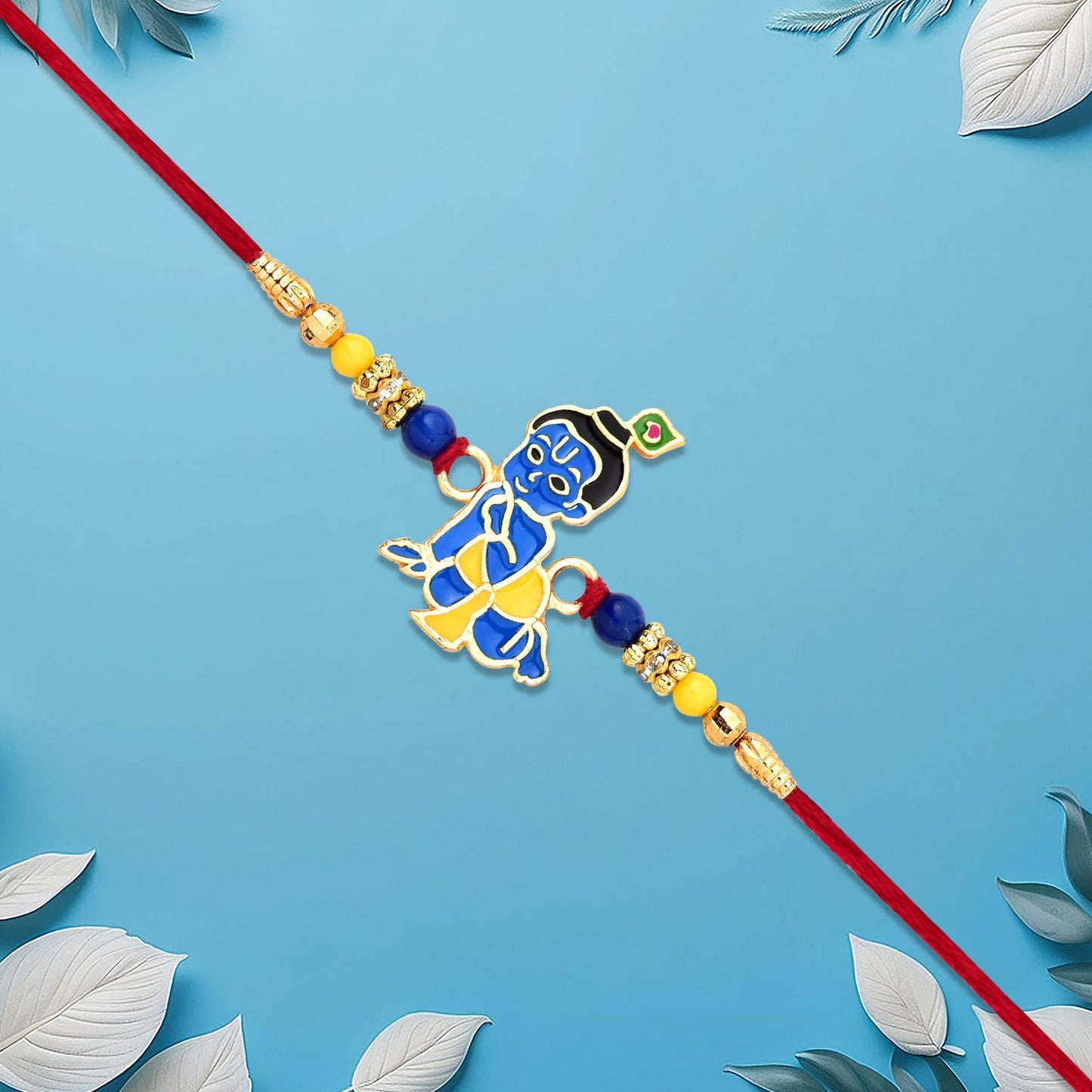 Cute Bal Krishna motif on kids Rakhi showing divine god charm