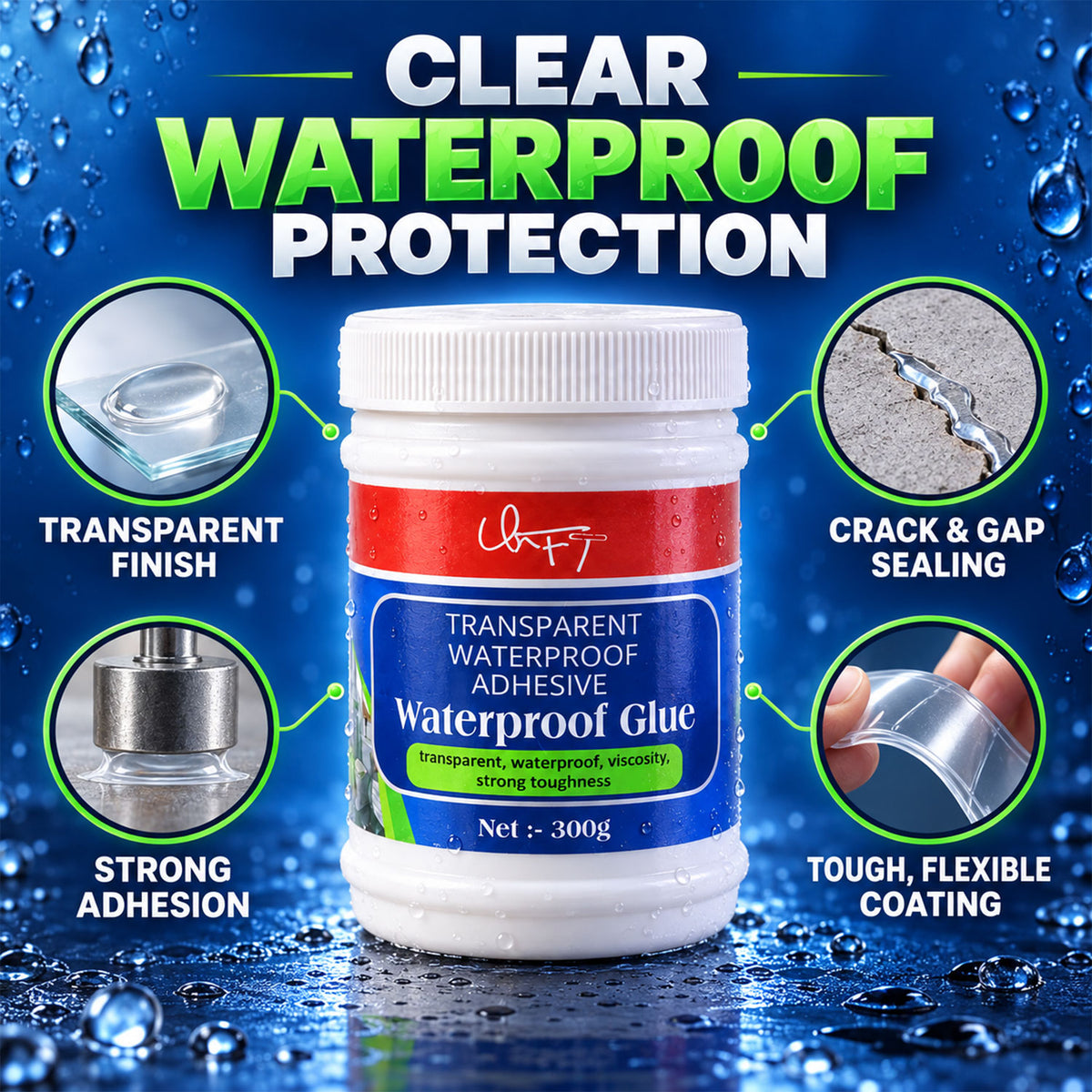 Transparent Waterproof Glue 300g Without Brush (1 pc)