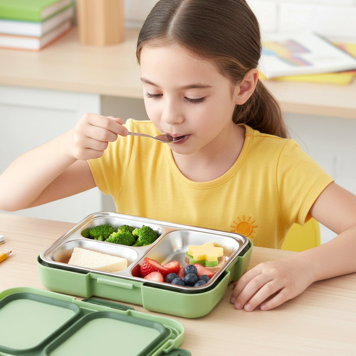 Fresca Stainless Steel 3 Compartment Lunch Box (1 Pc)