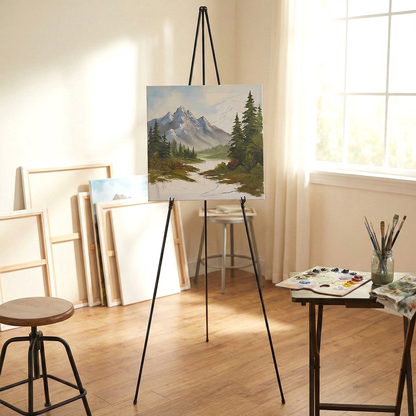 66 Inch Long Adjustable Metal Tripod Easel Stand with Carry Bag (1 Pc)