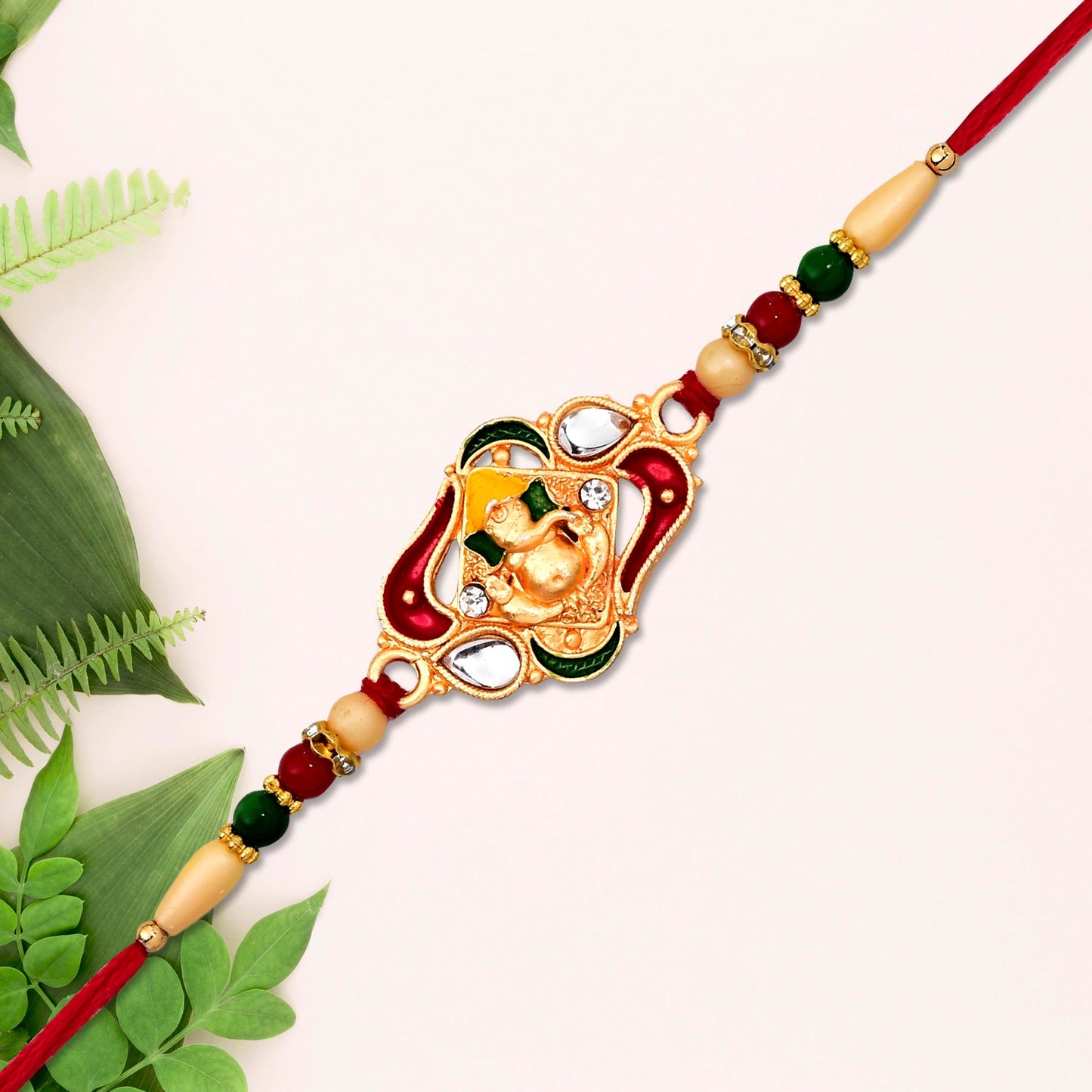 Ganpati Bappa Ki Rakhi with intricate detailing highlighting craftsmanship