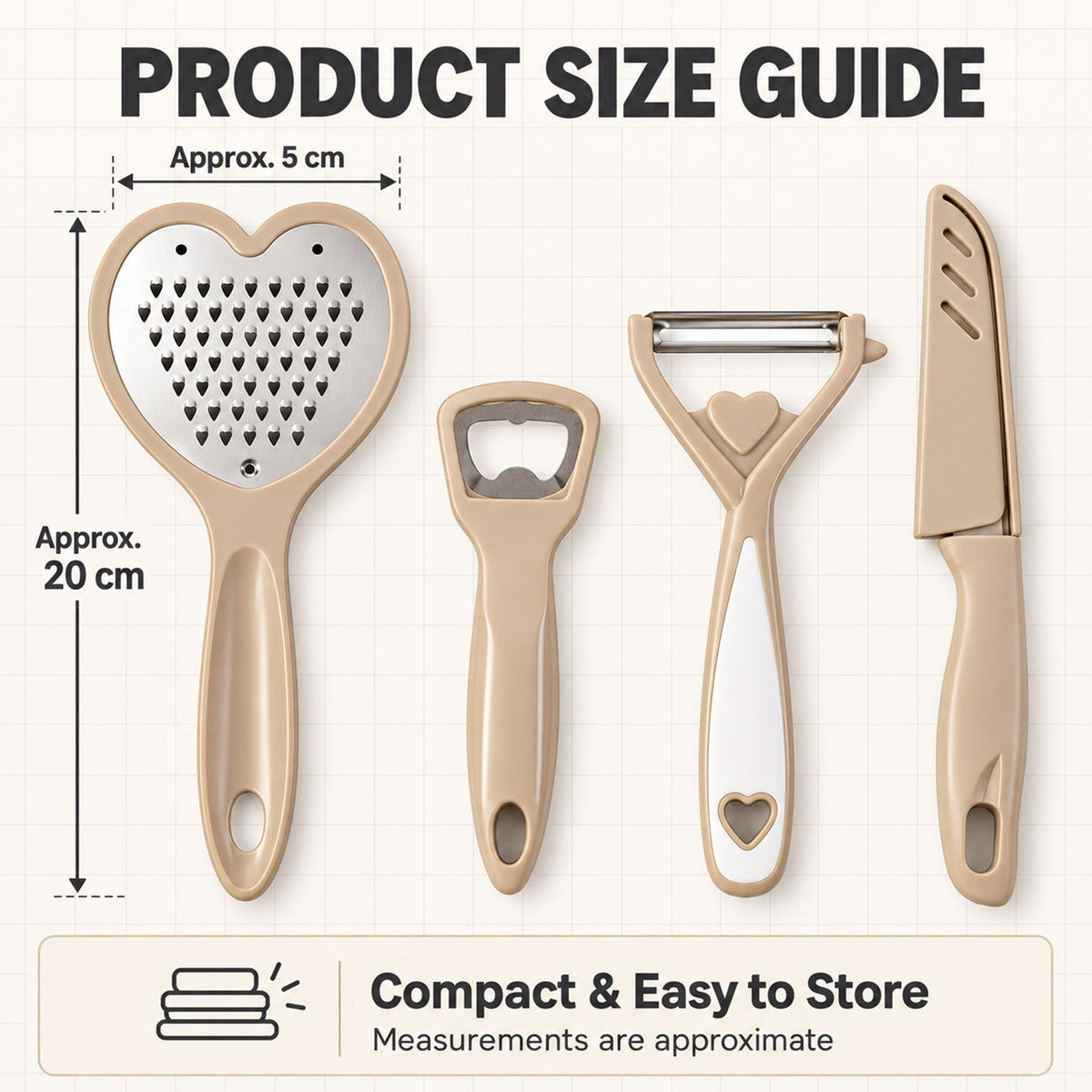 Kitchen Tool Set with Grater Peeler Bottle Opener and Covered Knife (4 In 1)