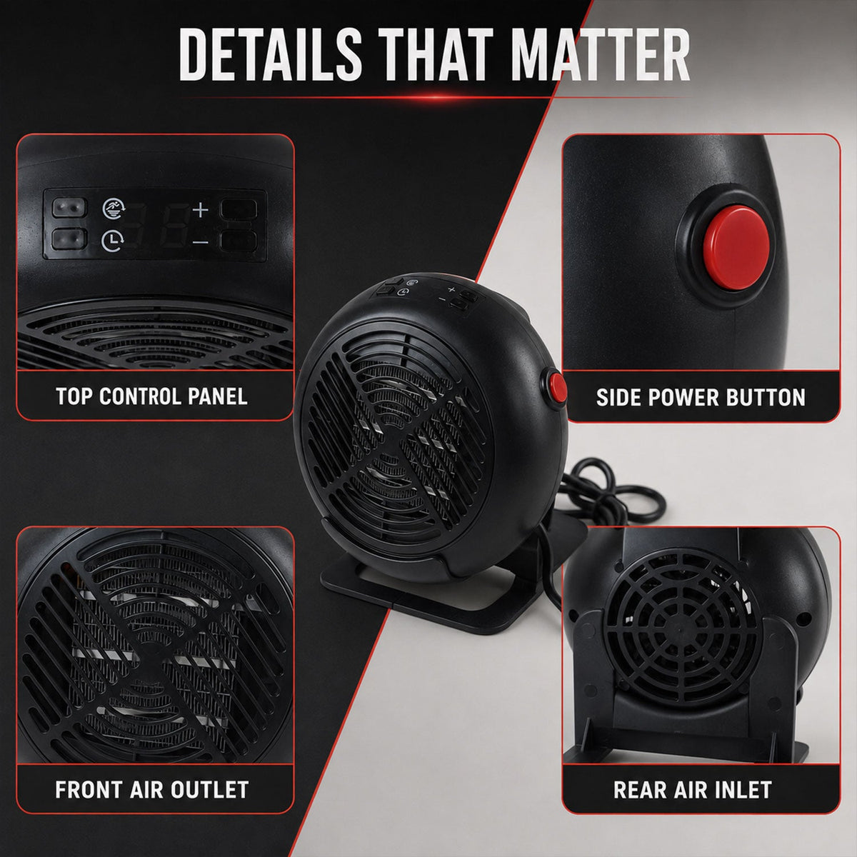 Room heater controls detail