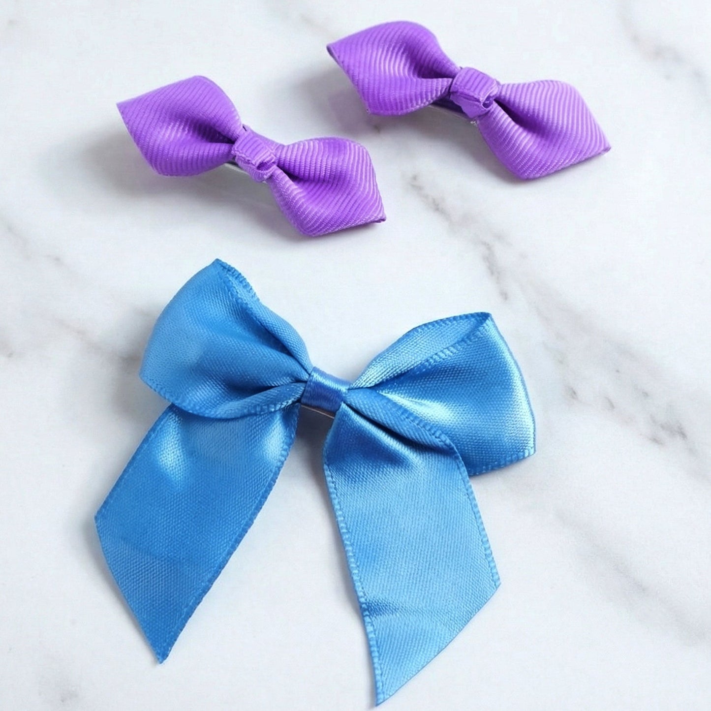 Elegant Satin Ribbon Bow Hair Clips Set (3 Pc)