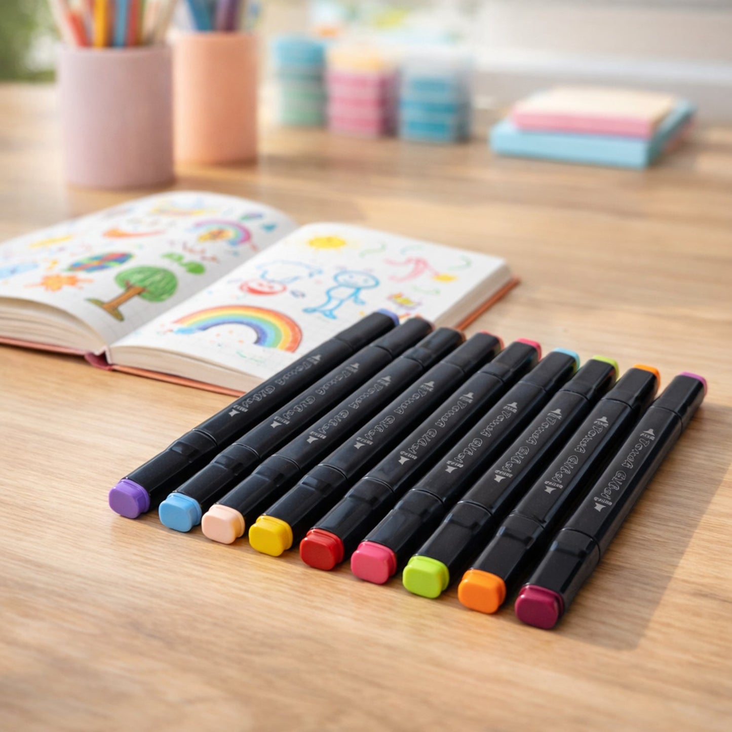 24 Pc Dual Tip Sketch Marker Pen Set With Storage Pouch