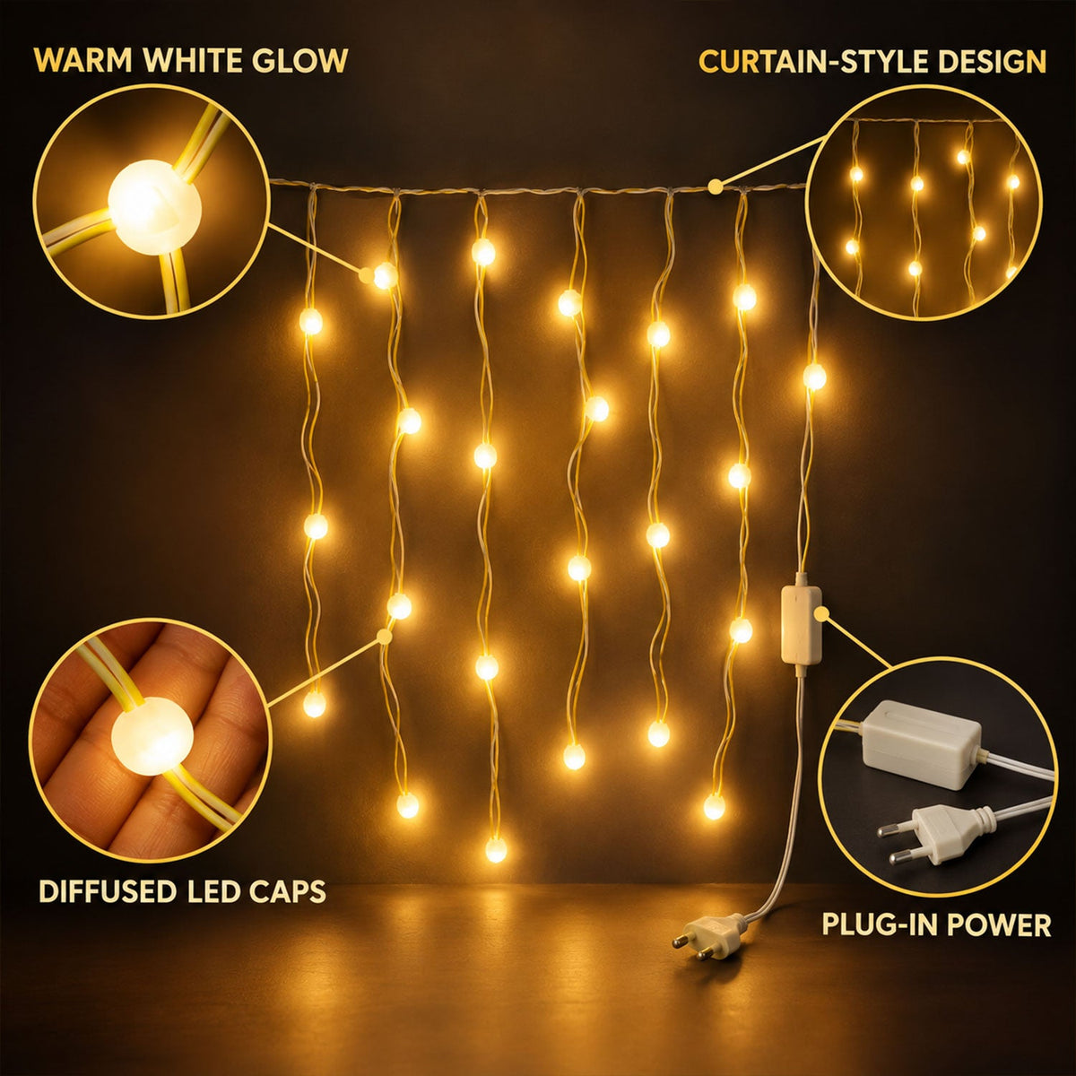 Bulb string lights feature view