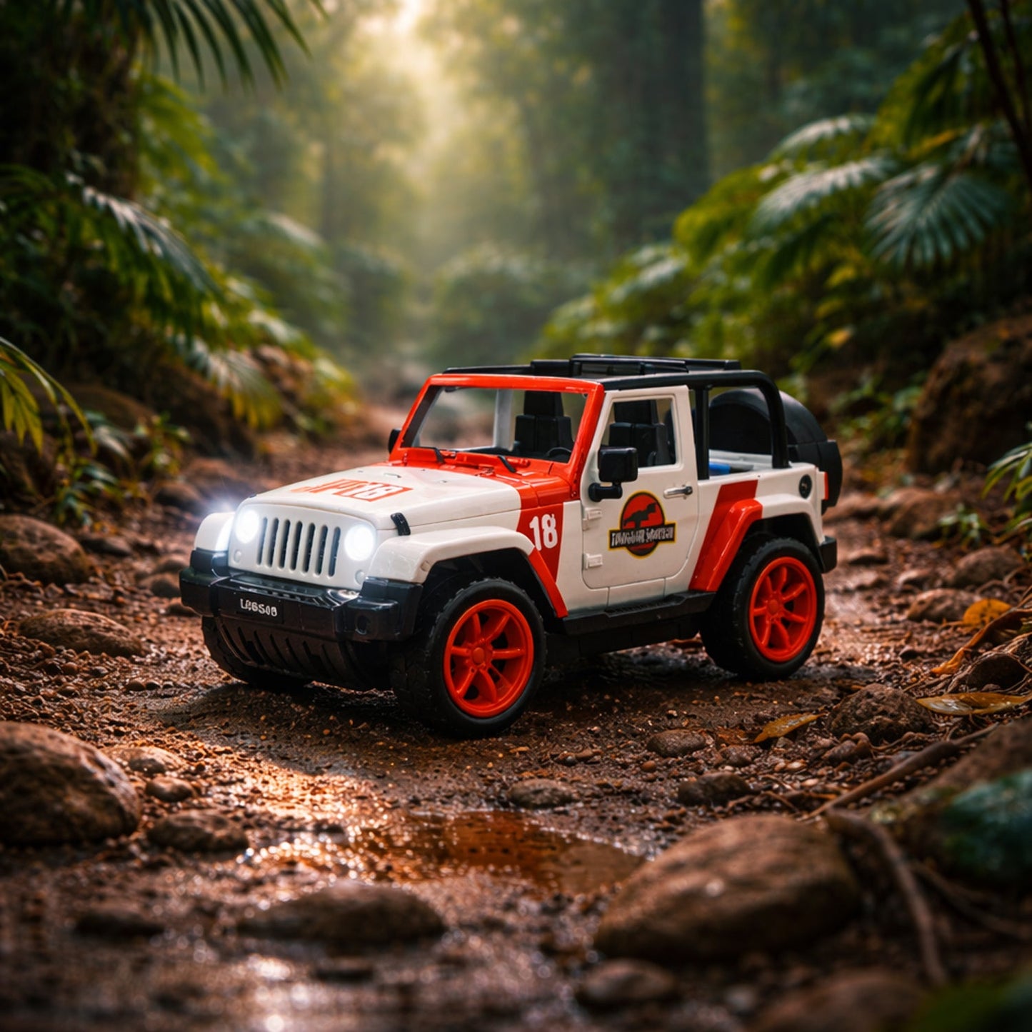 rugged dinosaur hunter toy jeep for kids