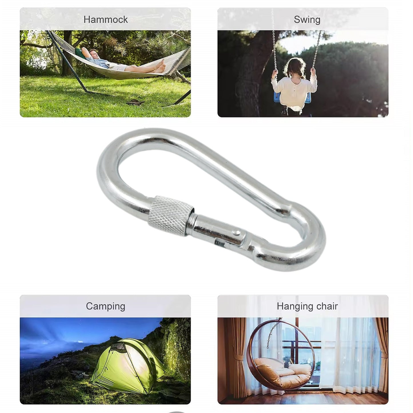 Snap Hook with Screw Stainless Steel Heavy Duty Carabiner Clip (10Ã—100 MM / 1 Pc)