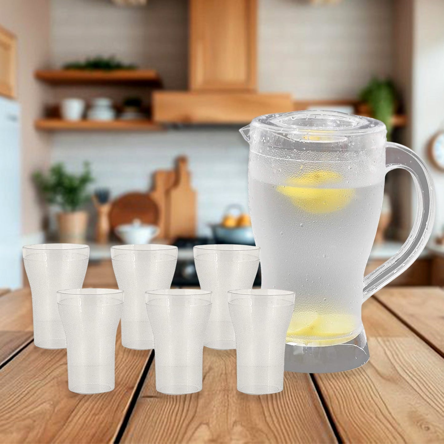 Apex Unbreakable Lemon Jug Set with 6 Glasses â€“ 1200ML Jug + 300ML Glasses Approx