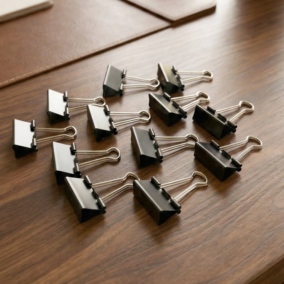 Medium Size Heavy-Duty Black Binder Clips Set (32 mm, 12 Pc)