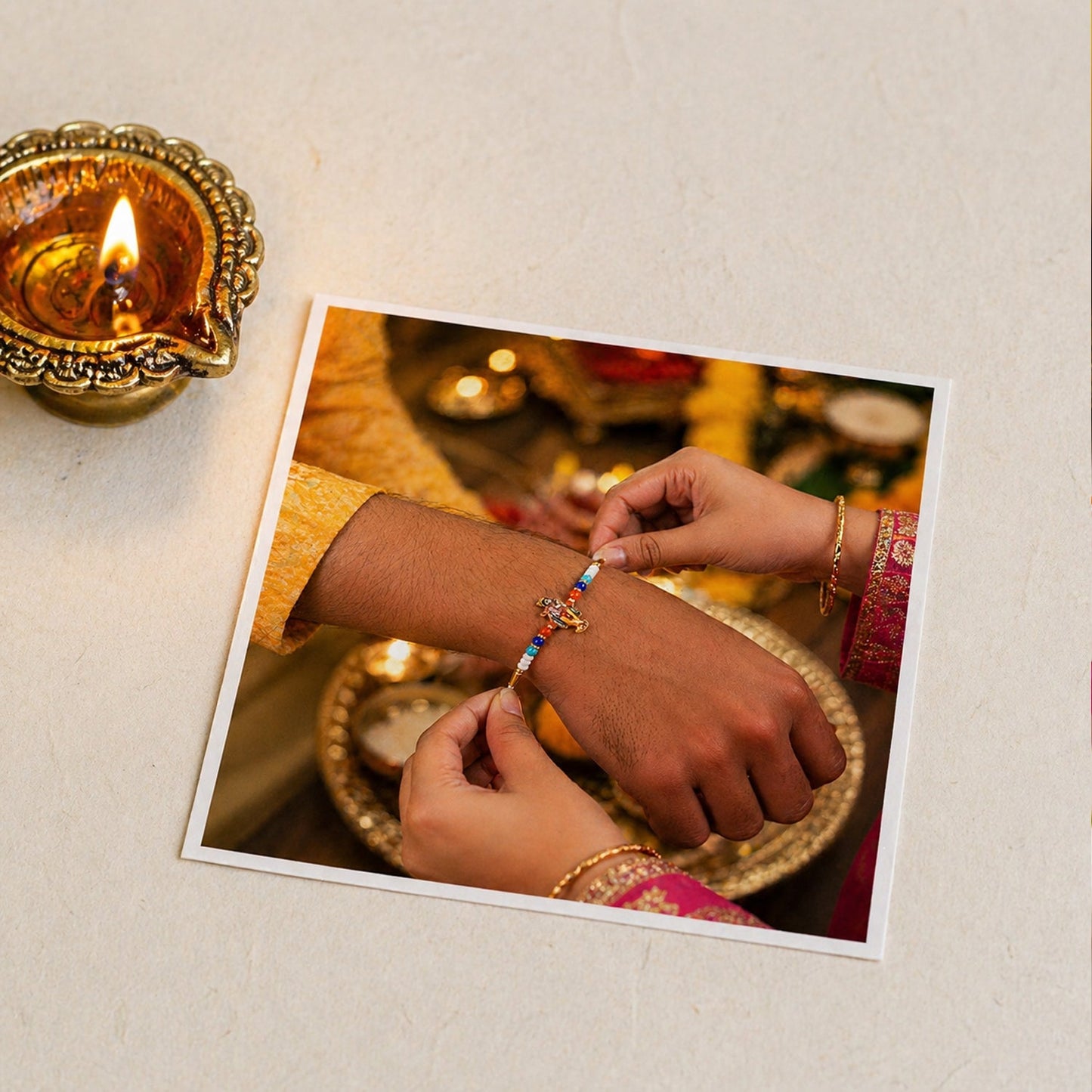 Soft, durable thread on Lord Krishna Rakhi