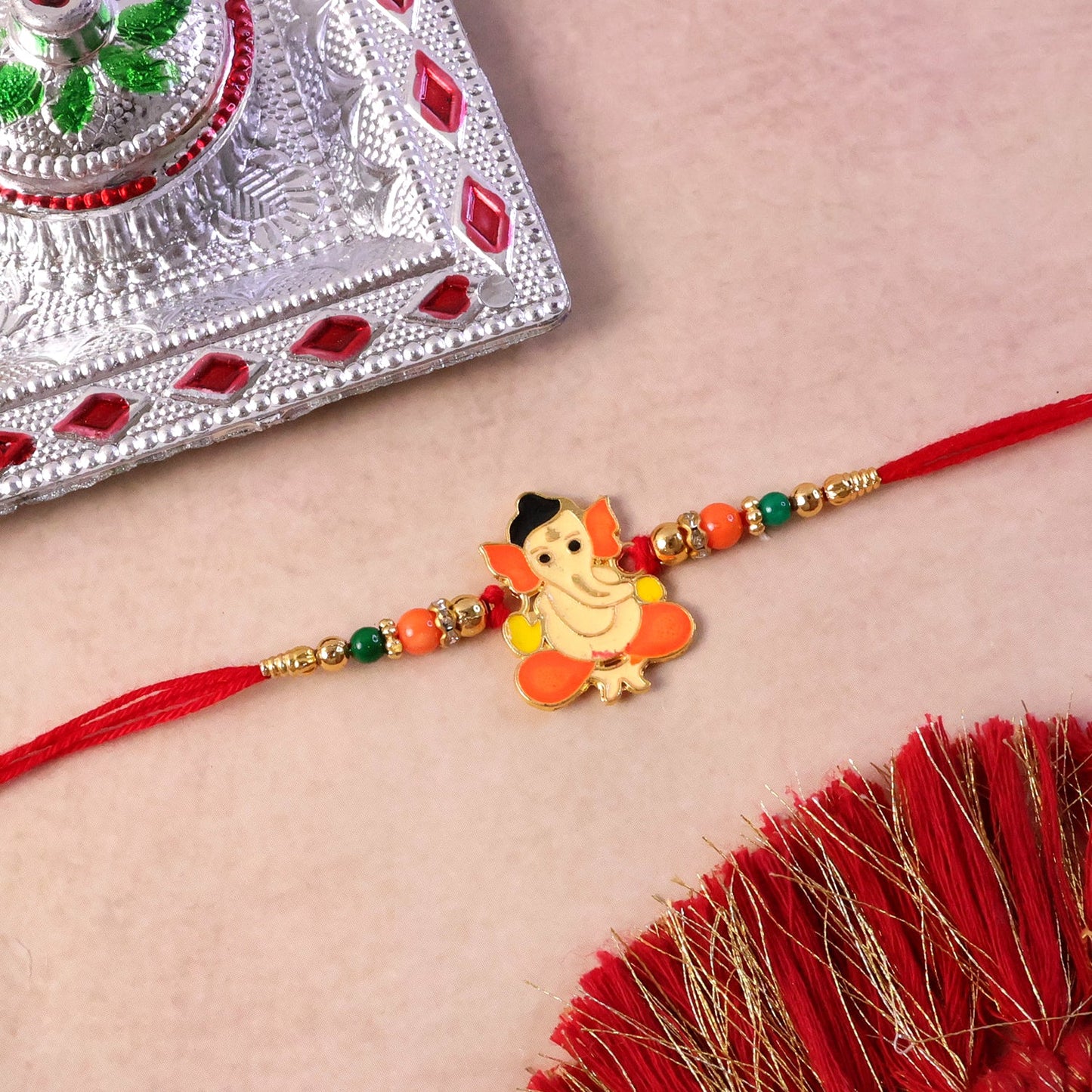 Festive Rakhi for Raksha Bandhan with colorful beads