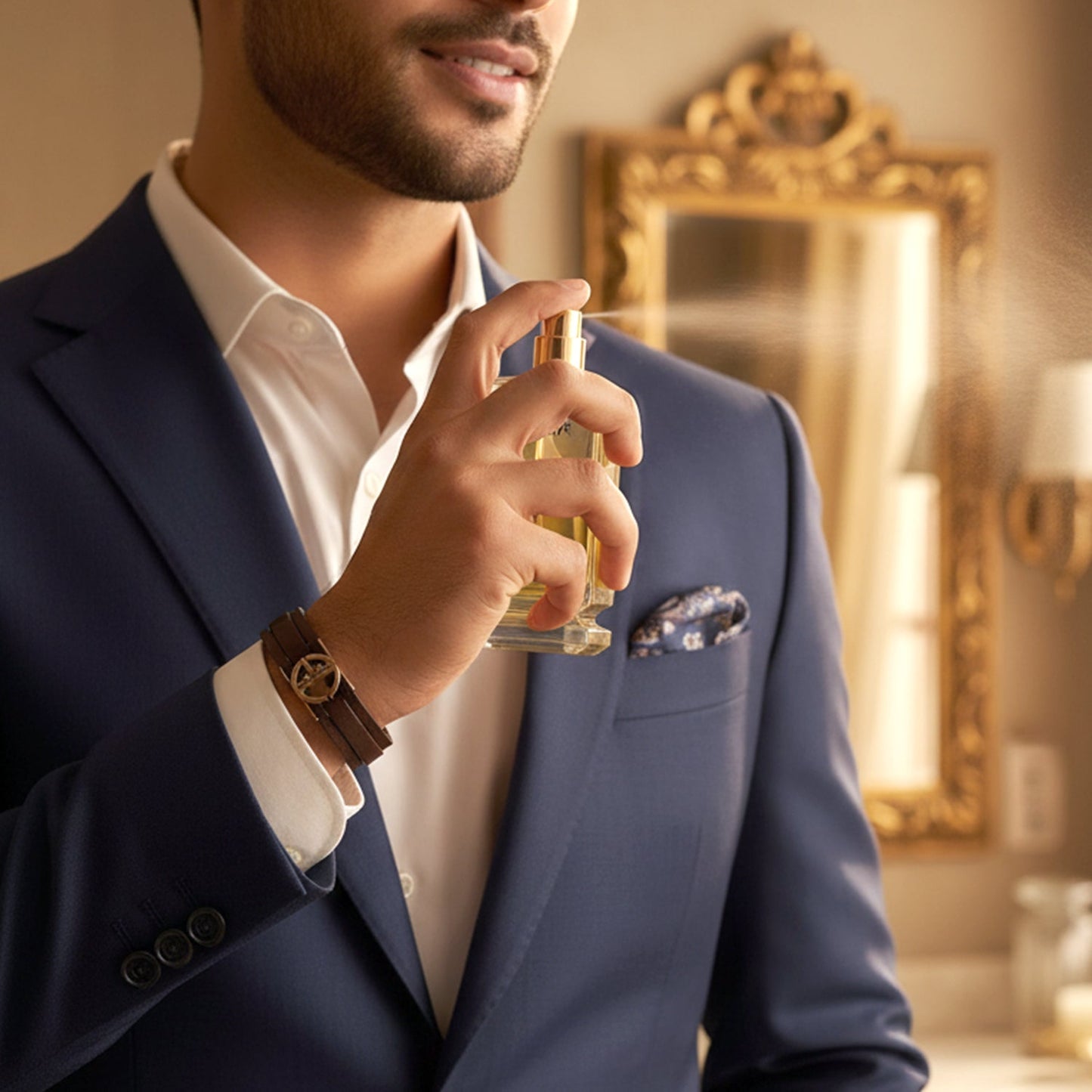 premium Bella Vita oud gold perfume spray bottle