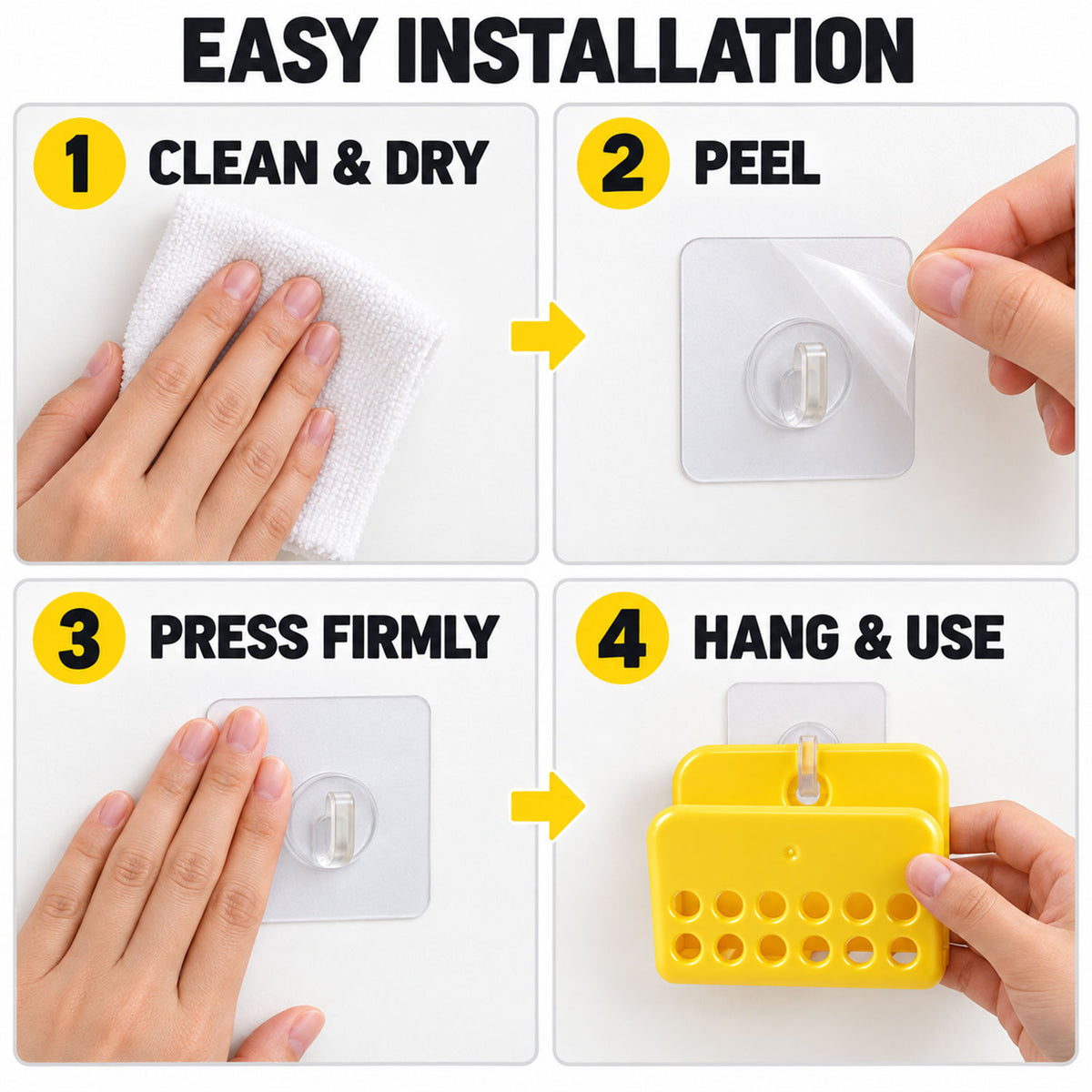 Self-Adhesive Sponge and Soap Holder | No-Drill Sink Organizer & Multipurpose Kitchen Caddy