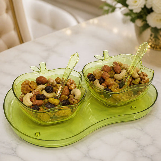 Apple Shape 2Piece Serving Set of Bowl with Spoon & Tray. Dinnerware Serving Snacks & Pickle