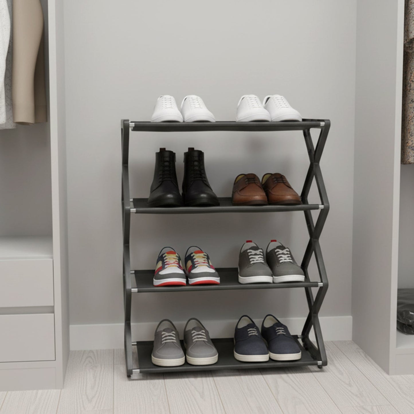 4 Layer Foldable Shoe Rack Organizer (1 Pc)