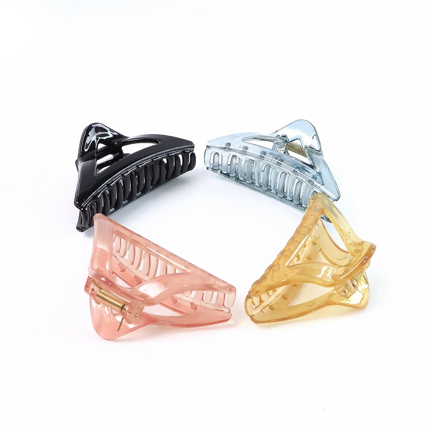 Triangle Shape Mix Color Plastic Hair Claw Clip â€“ 12 Pc Durable Grip for Women and Girls