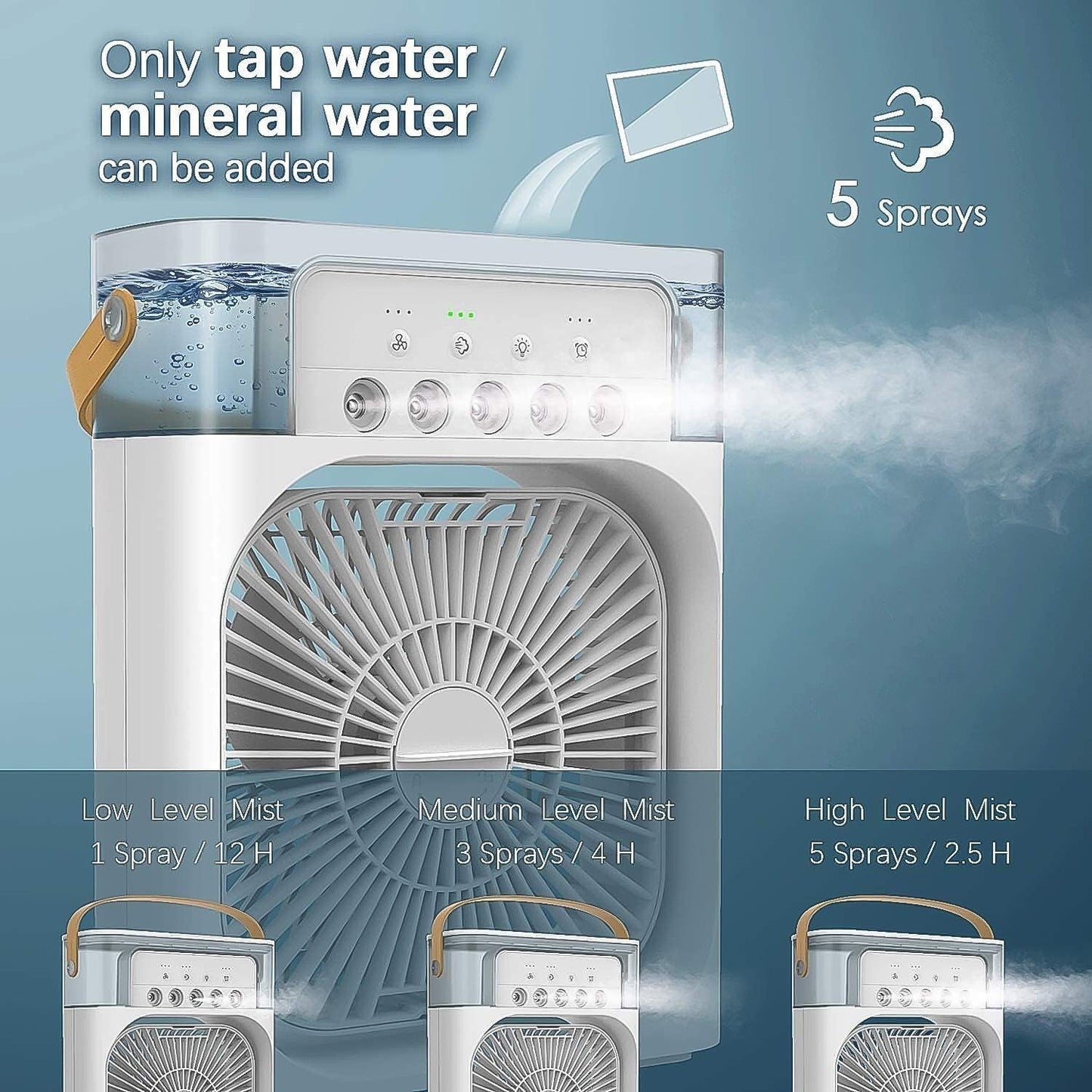 Portable Air Cooler Fan with 7-Color Light â€“ Personal AC Fan